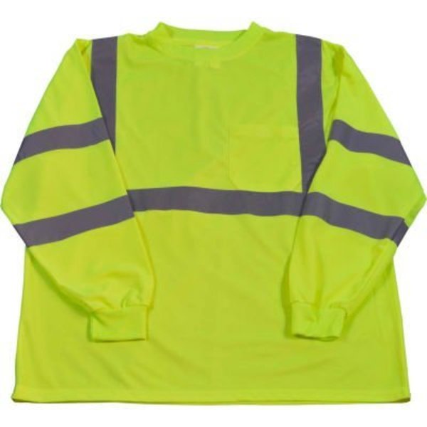 Petra Roc Inc Petra Roc Long Sleeve T-Shirt, ANSI Class 3, Polyester Birdseye Mesh, Lime, 3XL LTSL3-3X